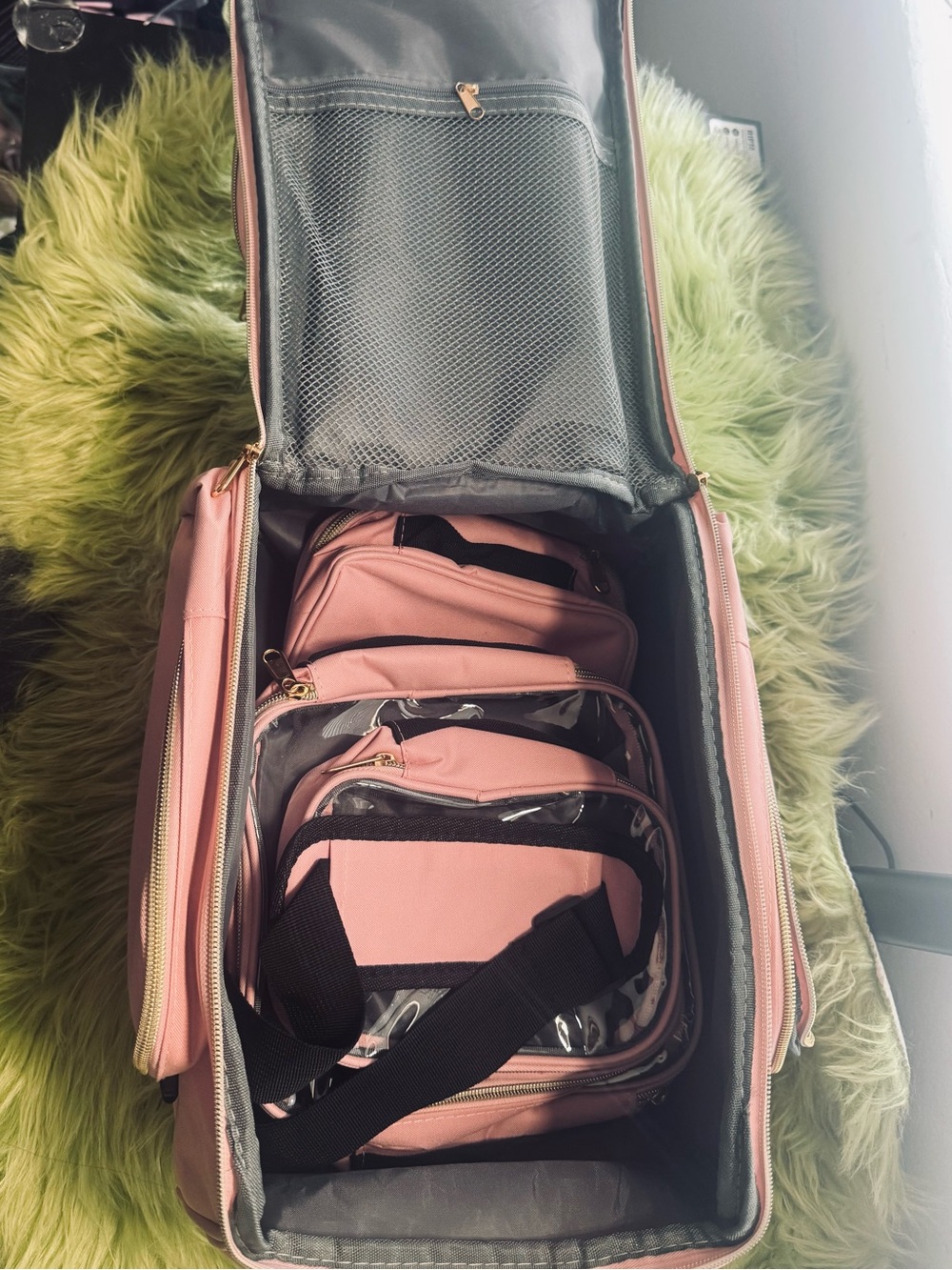 5-Piece Professional Makeup Train Case Set – Clear Cosmetic Organizer Travel Bag